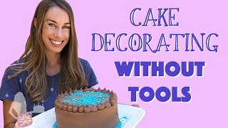 Cake Decorating without Tools AND a Turntable Hack [upl. by Lerej]