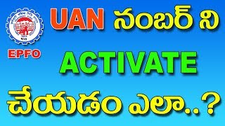 How to Activate Your UAN Number Online in EPFO Portal Telugu 2019 [upl. by Kano]