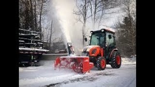 Kioti 66quot Front Mount Snowblower  CK3510SE HST Cab Tractor Demonstration [upl. by Aehtrod903]