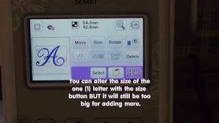 Brother SE600 Monogram Three 3 Letters Using Touchscreen [upl. by Sitoiyanap]