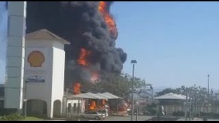 WATCH Gas explosions trucks burn at petrol station [upl. by Wilfrid]