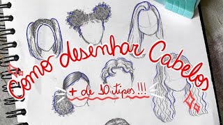 COMO DESENHAR VÁRIOS TIPOS DE CABELO  compilado da série de tutoriais de cabelo [upl. by Elletsirhc]