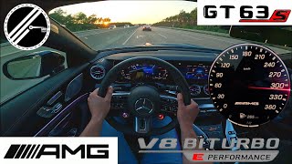 MercedesAMG GT 63 S E PERFORMANCE  843 PS  Top Speed Drive German Autobahn No Speed Limit POV [upl. by Gnort]