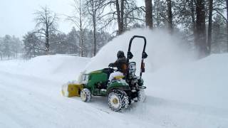 John Deere 1025R 47 inch Snowblowing 2016 [upl. by Flynn]