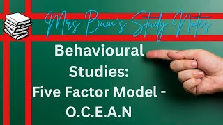 Mrs Bams study notes Five Factor Model of Personality OCEAN [upl. by Llehsad220]