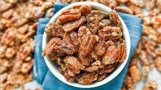 Keto Candied Pecans IN 10 MINUTES  Easy Low Carb Candied Pecans For Keto [upl. by Merc]