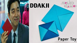 How to Make and Play the Korean Ddakji Game  Origami for kids  Squid Game ddakji  origami game [upl. by Gnil]