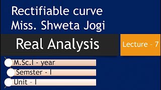 Lect 7 MSc I Maths Real Analysis Vector Valued Function Rectifiable Curve Miss Shweta Jigi [upl. by Yrellam]