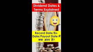 Stock Dividend Date amp Terms Explained  Record Date Exdividend Date Payout Date  shorts [upl. by Nadabas]