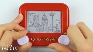 Artist Creates Intricate Etch A Sketch Drawings That Never Erase [upl. by Erlewine]