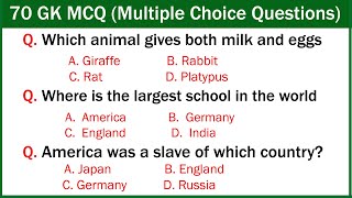 70 GK Questions  General Knowledge questions with answers  GK MCQ Multiple Choice Questions [upl. by Mavilia]