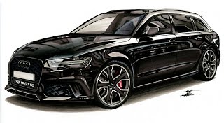 Realistic Car Drawing  Audi RS6 Avant C7  Time Lapse [upl. by Aisyla]