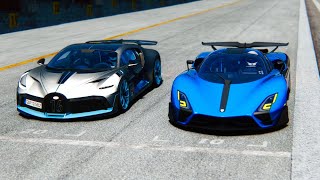 2022 SSC Tuatara Striker vs Bugatti Divo  Drag Race 2 KM [upl. by Lilac]