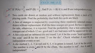 EX 132 Q1 TO Q18 SOLUTIONS OF PROBABILITY NCERT CHAPTER 13 CLASS 12th [upl. by Eylatan704]