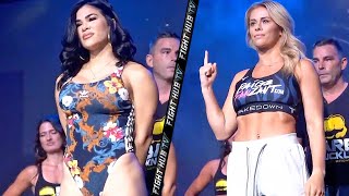 PAIGE VANZANT amp RACHAEL OSTOVICH RIPPED FOR WEIGH IN STARE EACH OTHER DOWN  FULL WEIGH IN [upl. by Electra162]