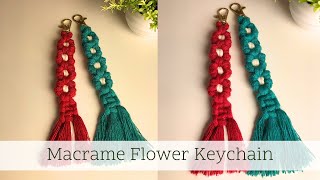 Tutorial Macrame Flower Keychain DIY  A Beautiful Christmas Gift  Macrame With Love [upl. by Guenevere321]