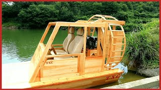 Building Wooden Boat with Aircraft Propeller  Woodworking Skills  Wood Boat Building [upl. by Skylar]