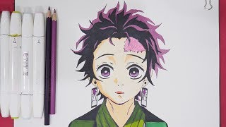 How To Draw Tanjiro From Demon Slayer  Drawing Anime Characters [upl. by Marb981]