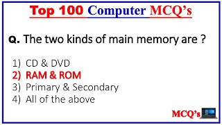 Top 100 Computer Fundamental MCQ  computer fundamental mcq questions with answers [upl. by Mercer]