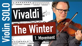 A Vivaldi  Winter 1 Movement  The Four Seasons VIOLIN SOLO  violin sheet music  piano accomp [upl. by Enier888]