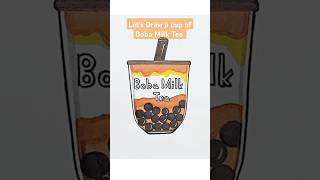 A CUP OF BOBA MILK TEA easydrawing127 art kidart how foryou drawsocute easy drawinglessons [upl. by Anelahs]