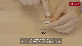 Turn on and off ReSound ONE rechargeable hearing aids through the push button [upl. by Annelise]