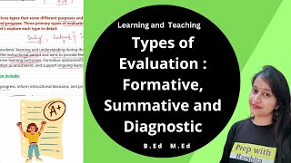 Types of Evaluation  Formative Summative and Diagnostic  Learning and Teaching [upl. by Niwdog]