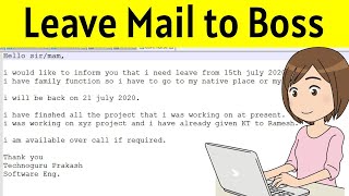 Leave mail to boss  leave application for office [upl. by Aileda9]