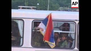 KOSOVO SERB CIVILIANS HEAD OUT OF PRISTINA [upl. by Ivel105]