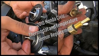 2010 Honda Civic Temp Sensor and Thermostat Replacement P0128 Fix [upl. by Garwood]