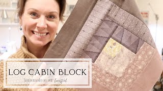 HOW TO MAKE A LOG CABIN BLOCK FOR BEGINNERS  SEW WITH ME  SIMPLE LOG CABIN BLOCK TUTORIAL [upl. by Kcirnek]