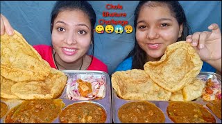 Eating Chole Bhature Challenge  Indian Street Food Eating Challenge  Sister Edition FoodieJD [upl. by Alimak]