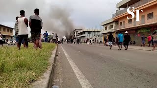 Solomon Island protesters defy capital lockdown [upl. by Ainerbas393]