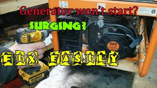 Repair You Generac GP1500 Generator How To Fix Surging amp Wont Start Issues W Carburetor Cleaning [upl. by Nilyahs]