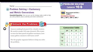 Go Math 5th Grade Lesson 106 Problem Solving Customary and Metric Conversions [upl. by Justino]