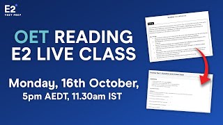 OET Live Class  OET Reading Part B  How to Read for Gist and score high [upl. by Wernda]