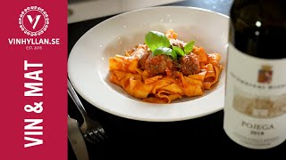 Roberto Vacchi lagar italienska köttbullar i tomatsås med pappardelle [upl. by Tearle]