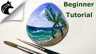 Rock Painting Tutorial For Beginners Beach [upl. by Anetta204]