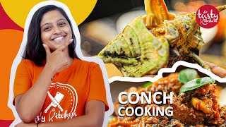 Cooking Conch Meat Recipe  Conch Seafood Curry  How to Get a Conch Out of Its Shell [upl. by Ayenet]