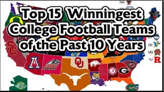 Top 15 Winningest College Football Teams in the last 10 Years [upl. by Konstantine948]