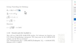 3 Wirtschaftsmathematik Die einfache Zinseszinsrechnung auf der Suche nach dem Zinssatz [upl. by Raffarty]