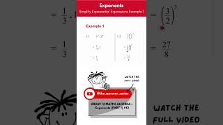 GR 12 ALGEBRA – Simplify Exponential Expressions Example 1SHORT [upl. by Deborath471]