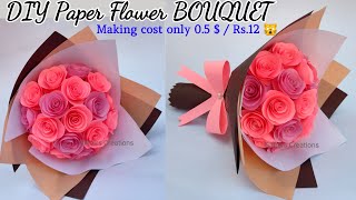 DIY Paper Flower BOUQUETBirthday Gift Ideasdiy paper bouquet [upl. by Relyk]