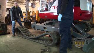 How To Install Replace Mini Excavator Rubber Tracks [upl. by Sydalg]