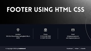 Footer Design In HTML CSS  Responsive Footer HTML CSS  Footer HTML CSS  Simple Footer Section [upl. by Mij]