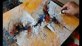 Abstract painting  textured with gesso  Acrylic abstract painting demonstration [upl. by Ynattir]