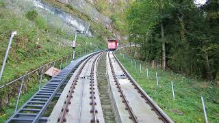 Standseilbahn 636501 Bürgenstockbahn 2017 Kehrsiten  Bürgenstock Bergfahrt  Funicular [upl. by Elyr]