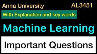 Machine Learning  Anna University Important Questions  Tamil [upl. by Zoba]