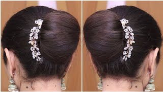 Clutcher Juda Bun Hairstyle  Easy Clutcher Wedding Juda Hairstyles For Ladies  Wedding Hairstyle [upl. by Assenal]