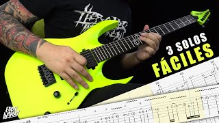 3 SOLOS FÁCILES DE TOCAR EN GUITARRA ELÉCTRICA  TABS [upl. by Ponce209]